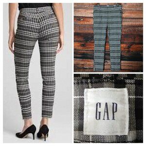 GAP Pants Size 6 Signature Skinny Ankle Black White Plaid Rayon Twill Stretch